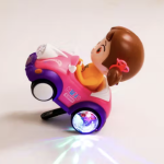 Battery Operated Girl Doll Activity Play Center Toy 360 Degree Rotating with Flashing Lights and Car Toy